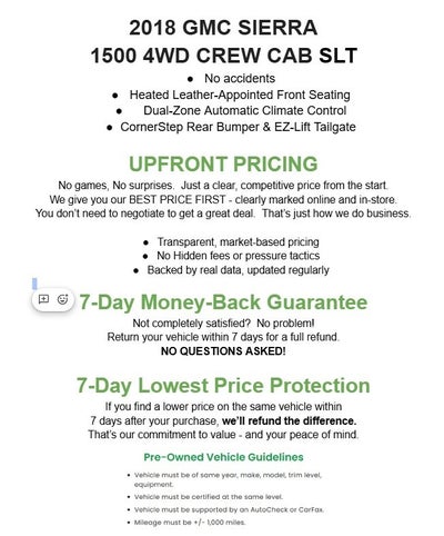 2018 GMC Sierra 1500 4WD Crew Cab 143.5 SLT