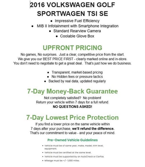 2016 Volkswagen GOLF SPORTWAGEN WAGON