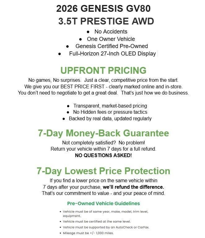 2026 Genesis GV80 3.5T Prestige AWD