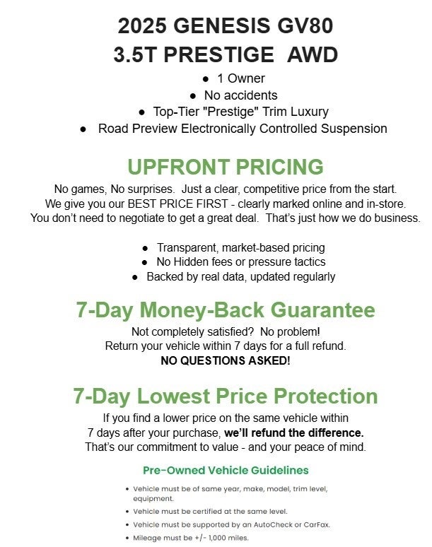 2025 Genesis GV80 3.5T Prestige AWD