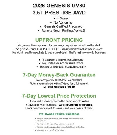 2026 Genesis GV80 3.5T Prestige AWD