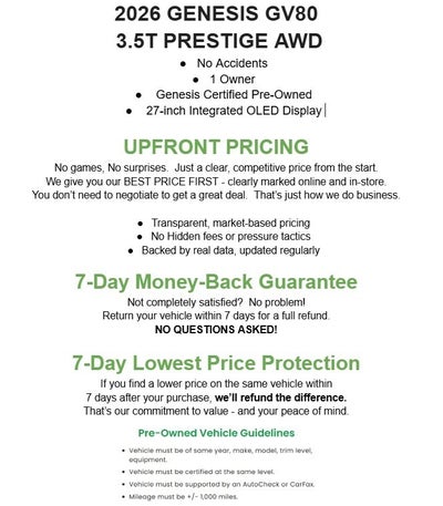 2026 Genesis GV80 3.5T Prestige AWD