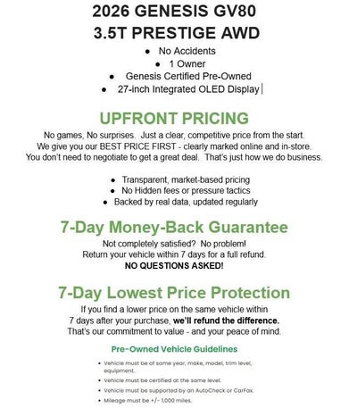 2026 Genesis GV80 3.5T Prestige AWD