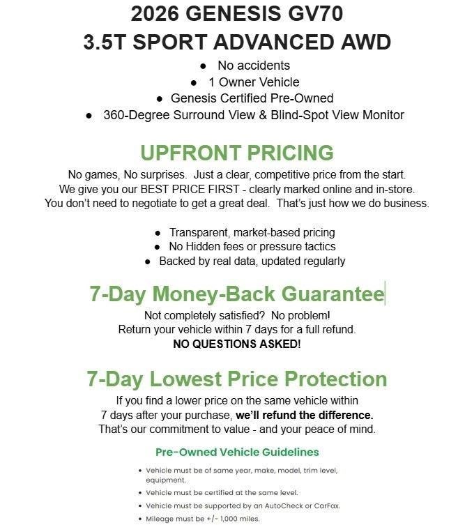 2026 Genesis GV70 3.5T Sport Advanced AWD