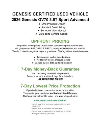 2026 Genesis GV70 3.5T Sport Advanced AWD