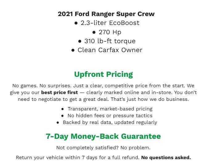 2021 Ford Ranger XLT 4WD SuperCrew 5' Box