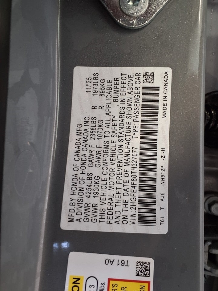 2026 Honda Civic Sedan Hybrid Sport CVT