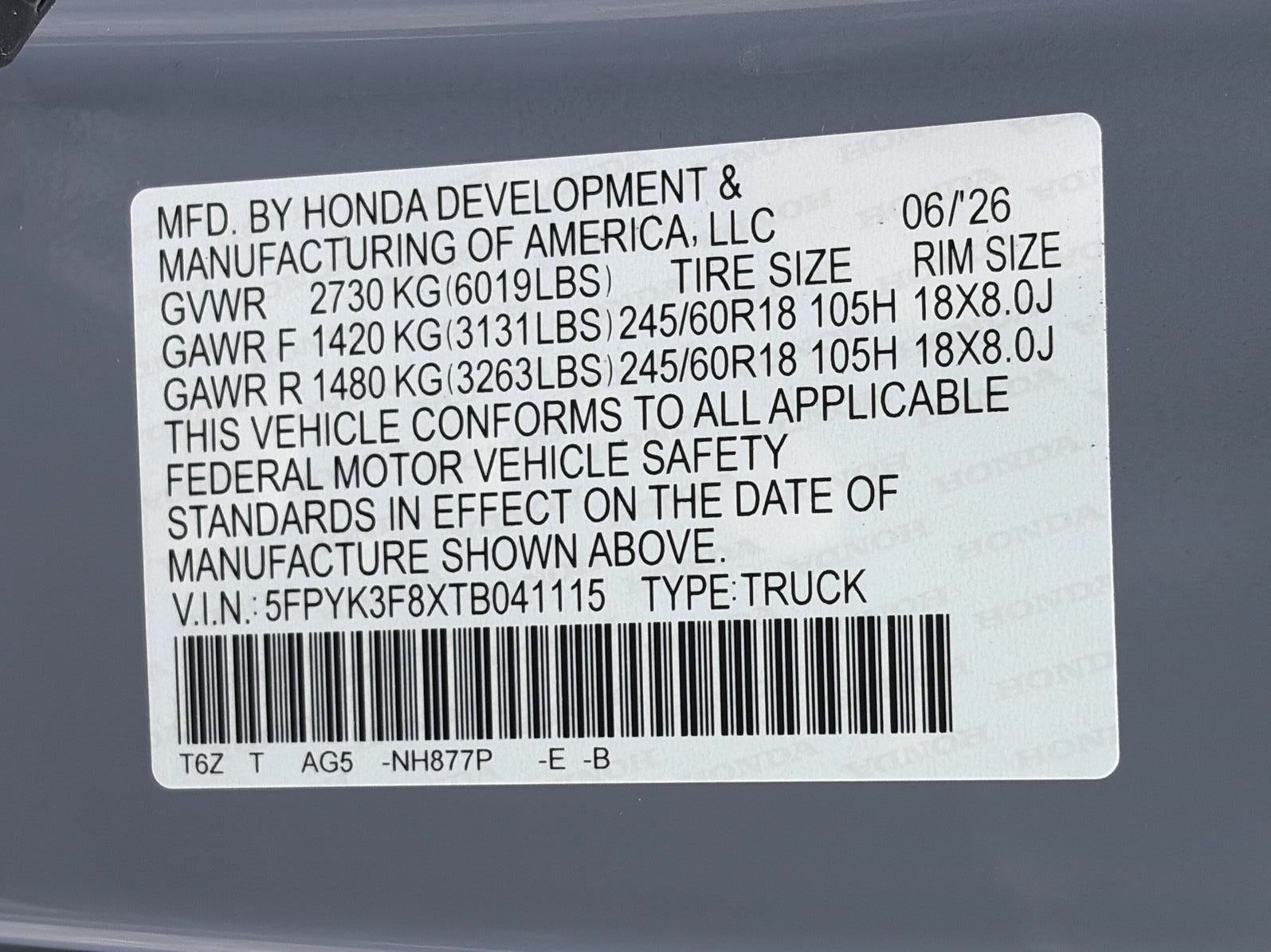 2026 Honda Ridgeline Black Edition AWD