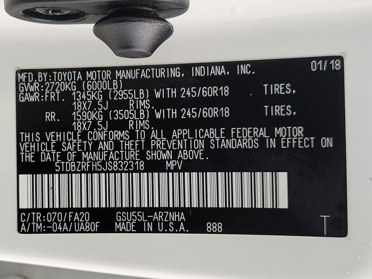 2018 Toyota Highlander LE V6 AWD
