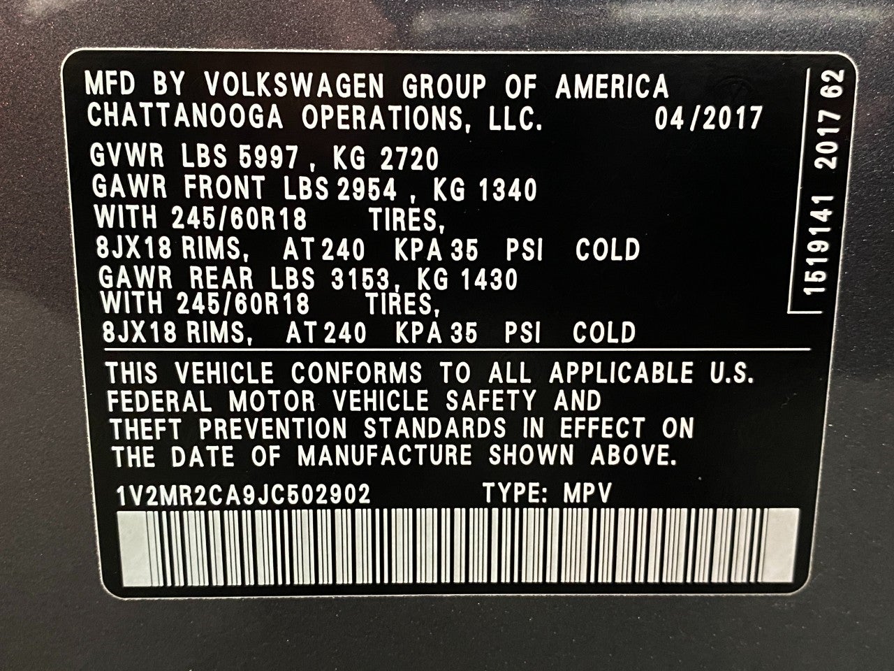 2018 Volkswagen Atlas 3.6L V6 SEL 4MOTION