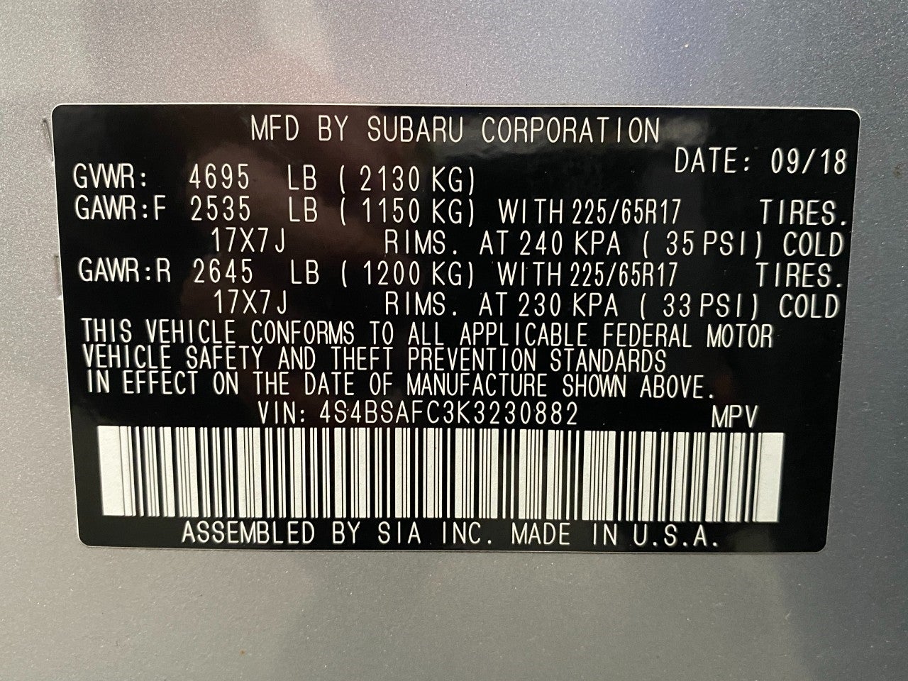 2019 Subaru Outback 2.5i Premium