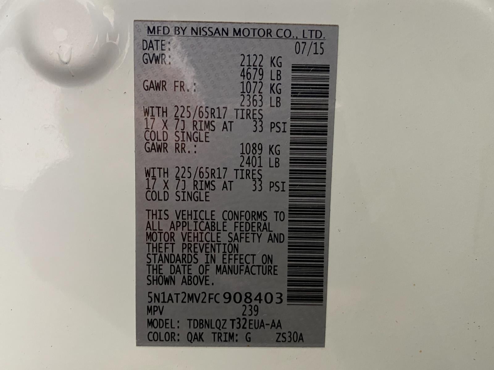 2015 Nissan Rogue AWD 4dr SV