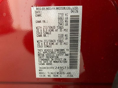 2026 Nissan Pathfinder Platinum