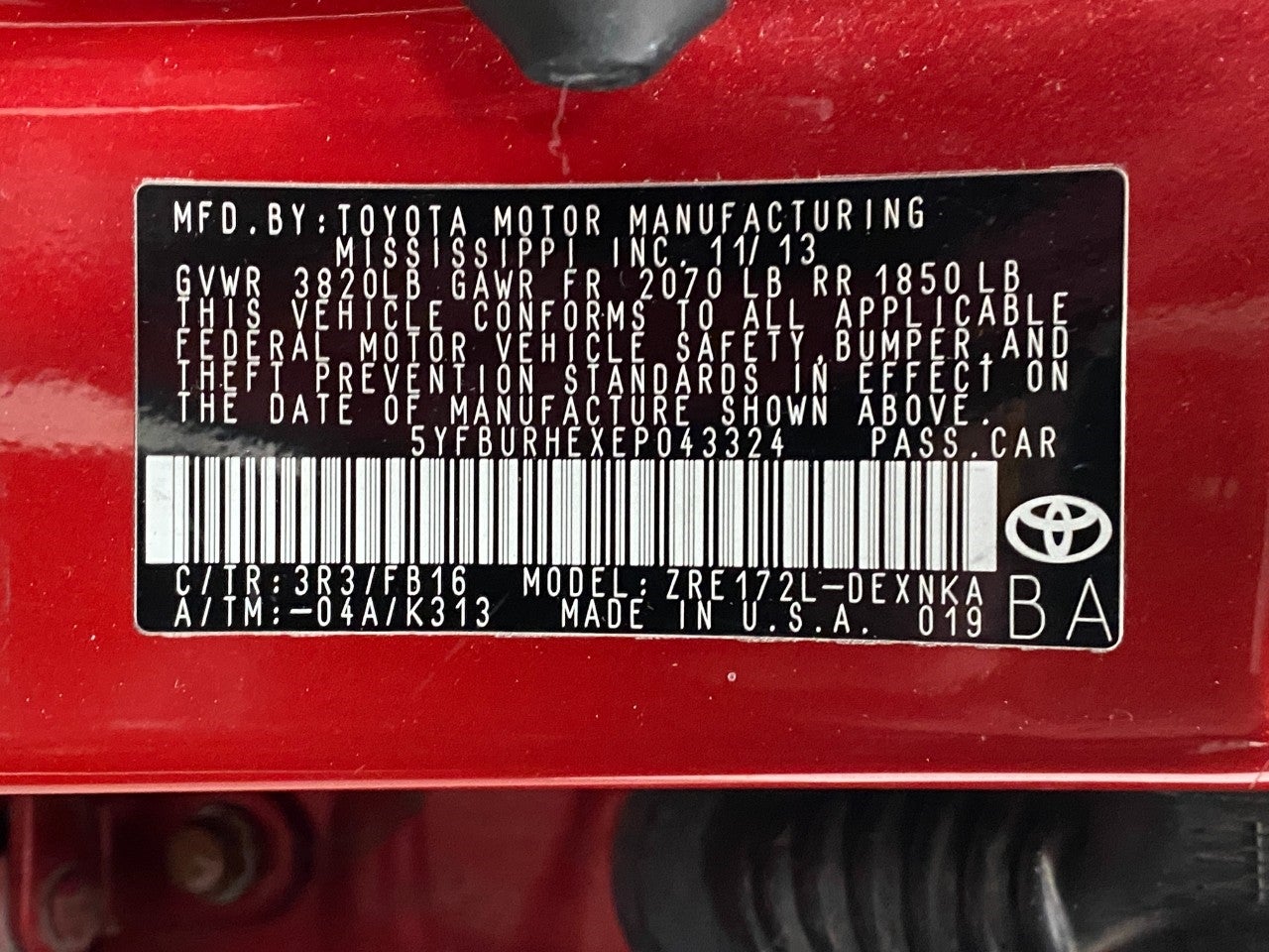 2014 Toyota Corolla 4dr Sdn Auto L