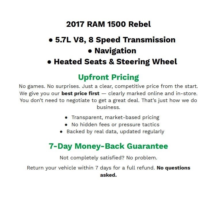 2017 RAM 1500 Rebel Crew Cab 4x4 5'7' Box