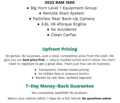 2022 RAM 1500 Big Horn Quad Cab 4x4 6'4' Box