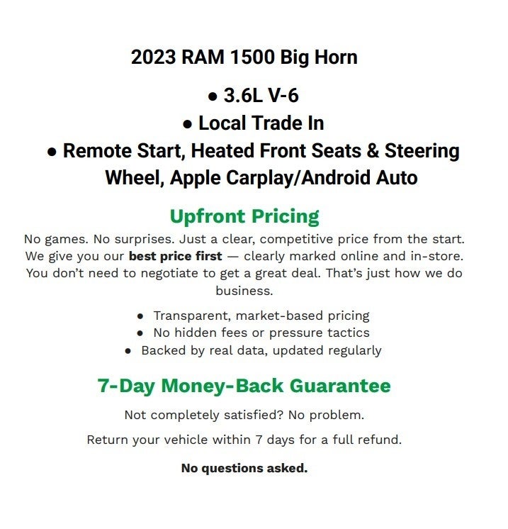 2023 RAM 1500 Big Horn Crew Cab 4x4 5'7' Box