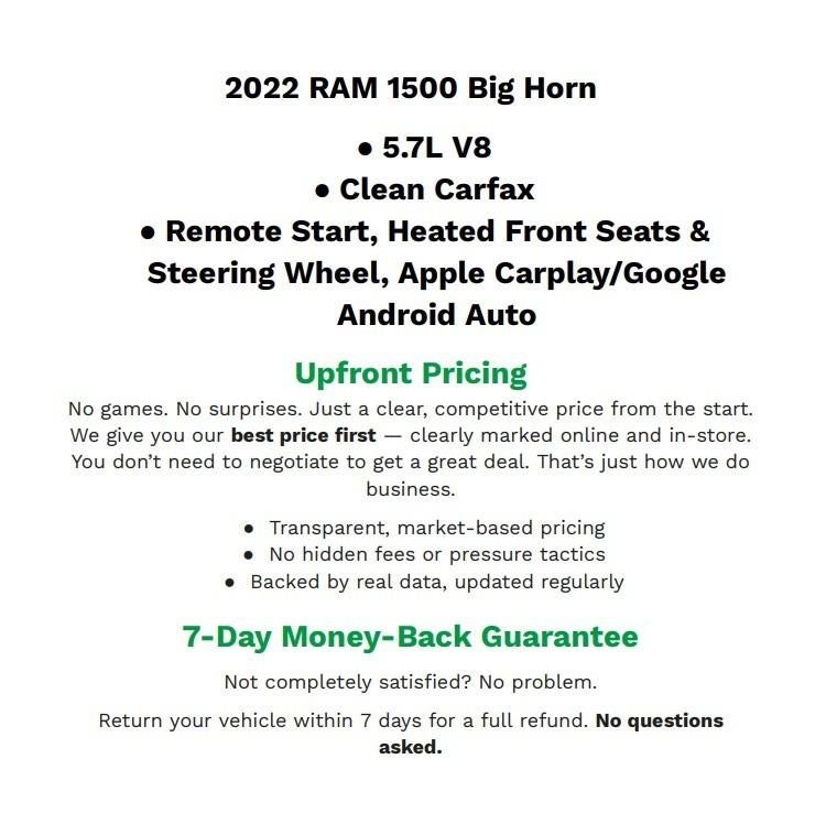 2022 RAM 1500 Big Horn Quad Cab 4x4 6'4' Box