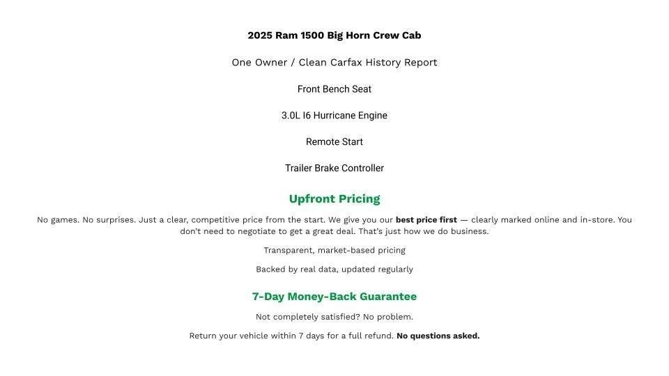 2025 RAM 1500 Big Horn Crew Cab 4x4 5'7' Box