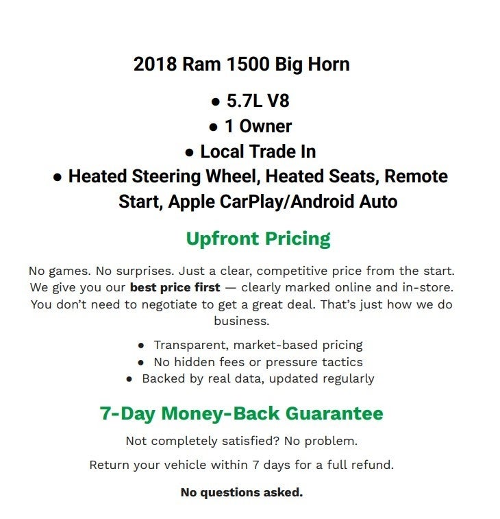 2018 RAM 1500 Big Horn Crew Cab 4x4 5'7' Box