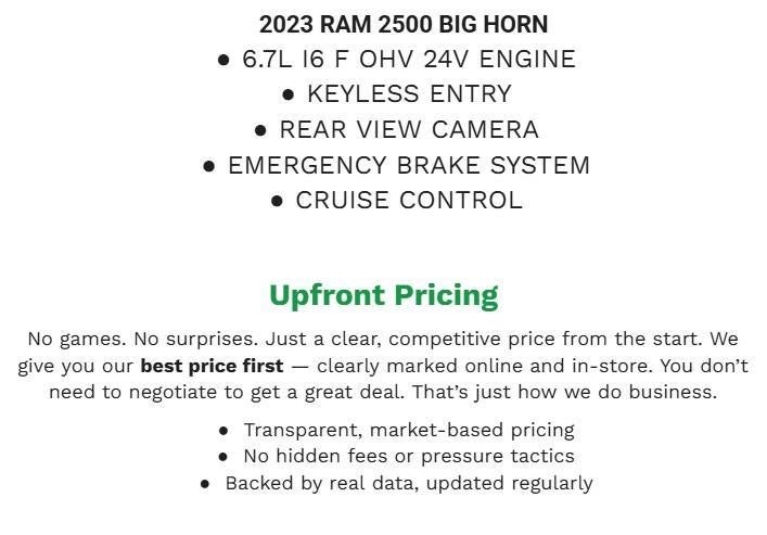 2023 RAM 2500 Big Horn 4x4 Crew Cab 6'4 Box