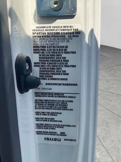 2019 Isuzu NPR HD TILT CAB