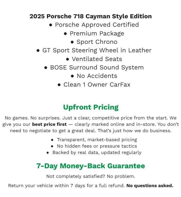 2025 Porsche 718 Cayman Coupe