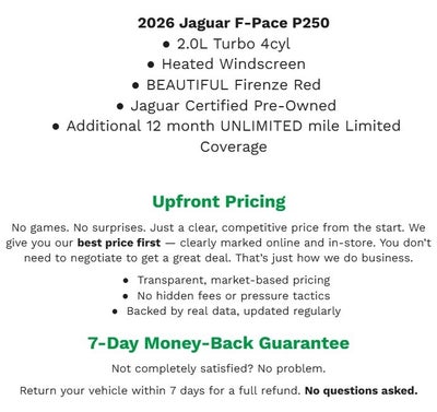 2026 Jaguar F-PACE R-Dynamic S P250 AWD