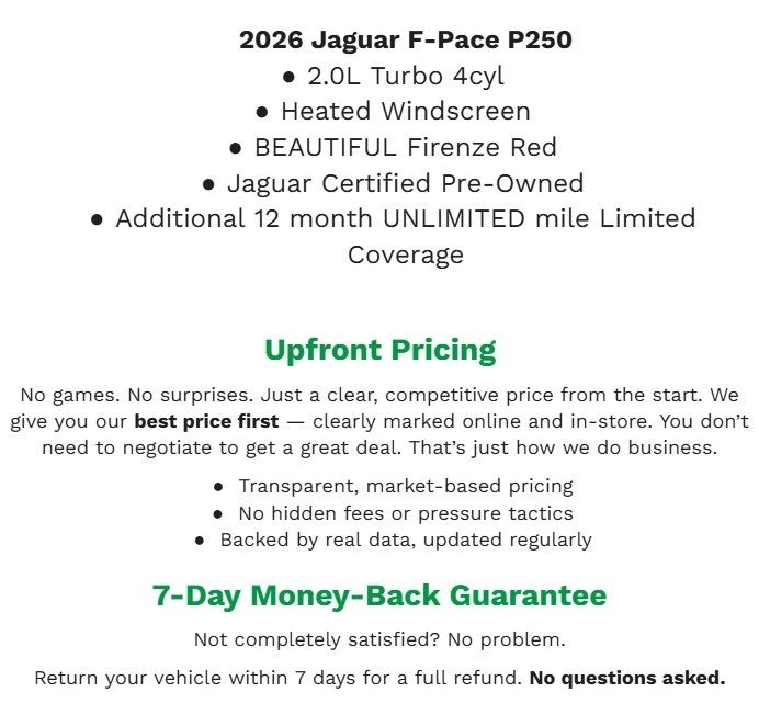 2026 Jaguar F-PACE R-Dynamic S P250 AWD