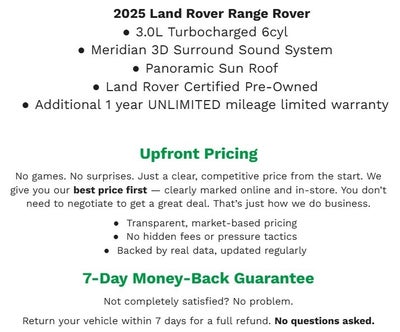 2025 Land Rover Range Rover P400 SE SWB