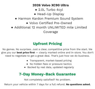 2026 Volvo XC90 B6 AWD Ultra 7-Seater