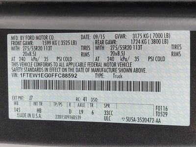 2015 Ford F-150 4WD SuperCrew 145 Lariat